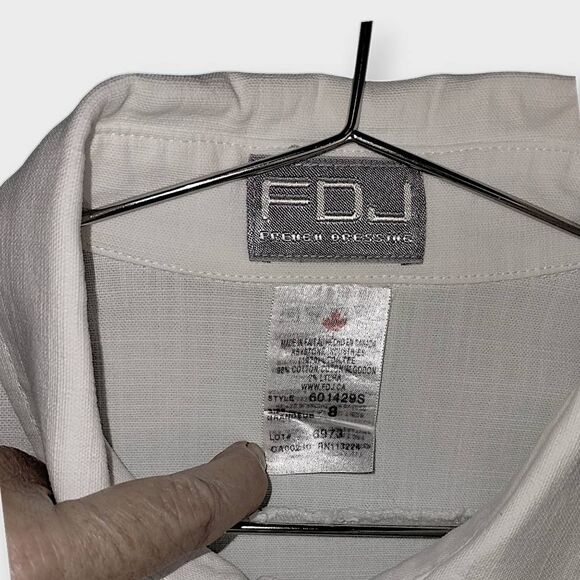 FDJ French Dressing Womens Jacket Sz 8 White Linen Buttons Classicore Preppy - Picture 4 of 8
